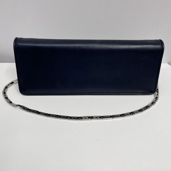Vintage Salvatore Ferragamo Leather‎ Shoulder Bag or Clutch Navy Blue Rectangle - Picture 2 of 15